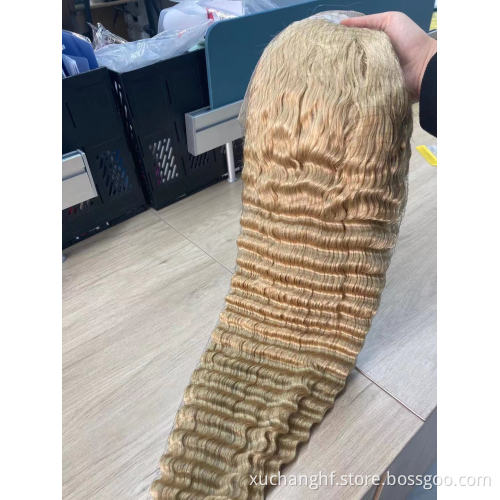 30 Inch Raw Virgin Deep Wave 613 Blonde Hd Lace Front Wig 13x4 Curly Transparent Lace Frontal Human Hair Wig 613 Full Lace Wig